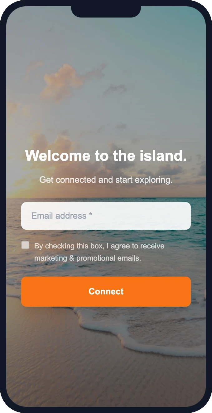 Tropical Paradise WiFi splash page template — branded guest captive portal